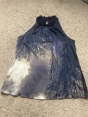 Elie Tahari Sleeveless BLACK GRAY Ombre UNIQUE SILK  Top